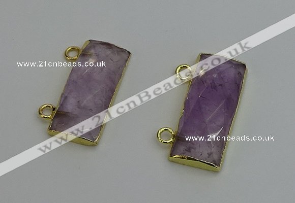 NGC5097 12*30mm - 15*35mm faceted rectangle light amethyst connectors