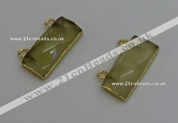 NGC5098 12*30mm - 15*35mm faceted rectangle lemon quartz connectors