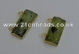 NGC5100 12*30mm - 15*35mm rectangle green rutilated quartz connectors