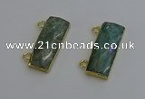 NGC5102 12*30mm - 15*35mm faceted rectangle amazonite connectors