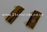 NGC5106 12*30mm - 15*35mm faceted rectangle yellow tiger eye connectors