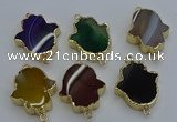 NGC5121 22*30mm - 25*35mm hamsahand agate gemstone connectors