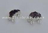 NGC5124 10*20mm - 12*20mm moon druzy amethyst gemstone connectors