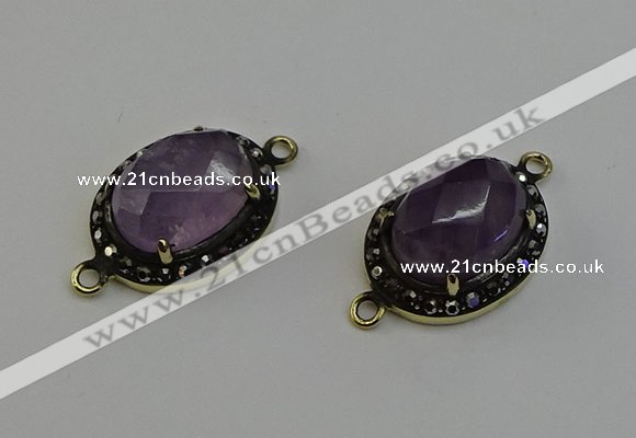 NGC5127 16*20mm oval amethyst gemstone connectors wholesale