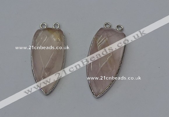 NGC5140 16*35mm - 18*40mm arrowhead rose quartz connectors