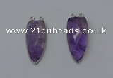 NGC5141 16*35mm - 18*40mm arrowhead amethyst connectors