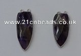 NGC5149 16*35mm - 18*40mm arrowhead amethyst connectors