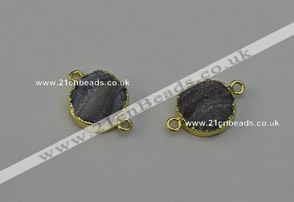 NGC5179 15mm - 16mm coin druzy agate gemstone connectors