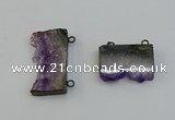 NGC5182 20*35mm - 22*40mm freeform druzy amethyst connectors