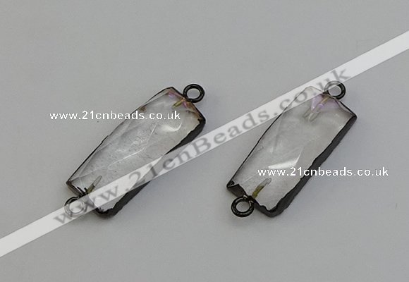 NGC5188 12*30mm - 15*30mm faceted rectangle white crystal connectors