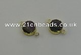 NGC5219 15mm - 16mm coin druzy amethyst gemstone connectors