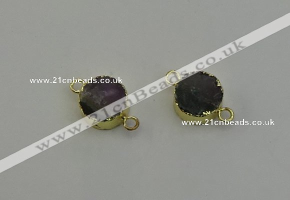 NGC5219 15mm - 16mm coin druzy amethyst gemstone connectors