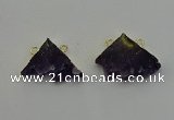 NGC5221 22*30mm - 25*35mm freeform druzy amethyst connectors