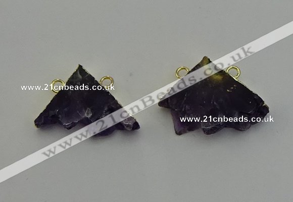 NGC5221 22*30mm - 25*35mm freeform druzy amethyst connectors