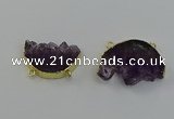 NGC5264 25*35mm - 30*40mm freeform druzy amethyst connectors