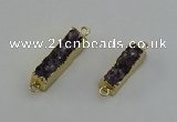 NGC5265 8*25mm - 10*32mm rectangle druzy amethyst connectors