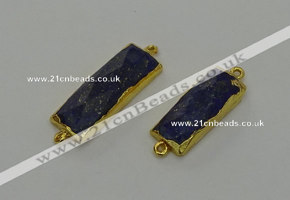 NGC5306 12*30mm - 15*35mm faceted rectangle lapis lazuli connectors