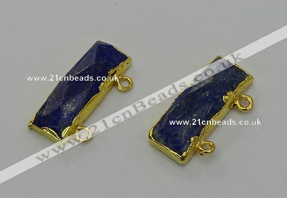 NGC5309 12*30mm - 15*35mm faceted rectangle lapis lazuli connectors