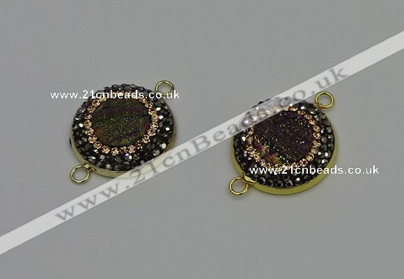 NGC5315 20mm - 22mm coin plated druzy agate connectors