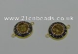 NGC5316 20mm - 22mm coin plated druzy agate connectors