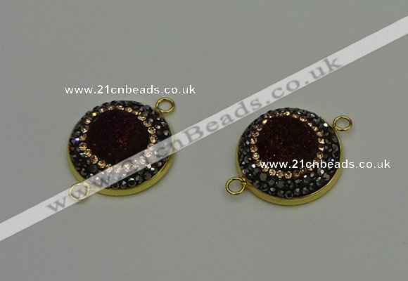 NGC5317 20mm - 22mm coin plated druzy agate connectors