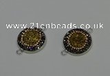 NGC5325 20mm - 22mm coin plated druzy agate connectors