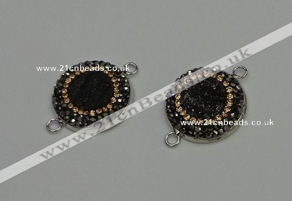 NGC5328 20mm - 22mm coin plated druzy agate connectors