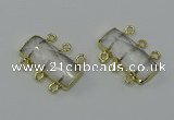 NGC5350 12*30mm - 15*30mm faceted rectangle white crystal connectors