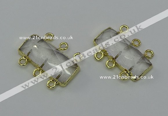 NGC5350 12*30mm - 15*30mm faceted rectangle white crystal connectors