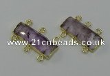 NGC5352 12*30mm - 15*30mm faceted rectangle light amethyst connectors