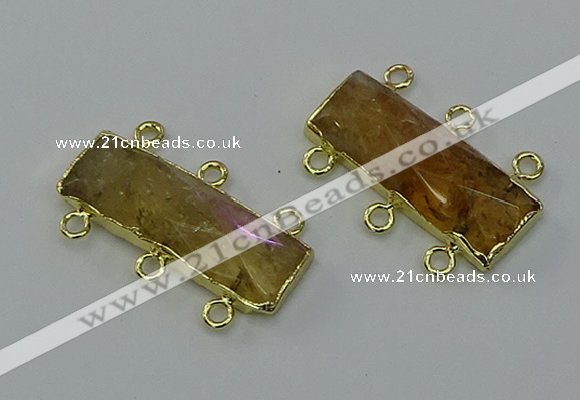 NGC5354 12*30mm - 15*30mm faceted rectangle citrine connectors