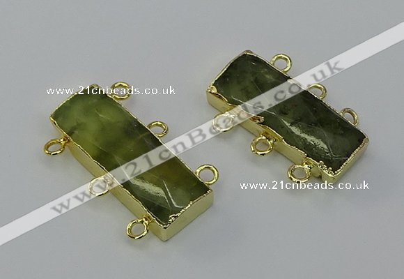 NGC5356 12*30mm - 15*30mm rectangle green rutilated quartz connectors