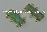 NGC5359 12*30mm - 15*30mm faceted rectangle amazonite connectors