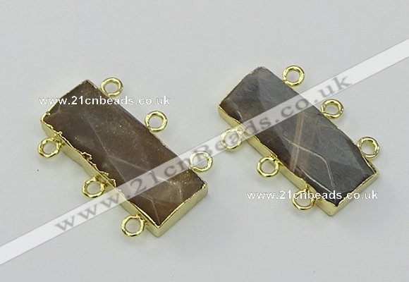 NGC5365 12*30mm - 15*30mm faceted rectangle moonstone connectors