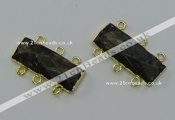 NGC5370 12*30mm - 15*30mm faceted rectangle labradorite connectors