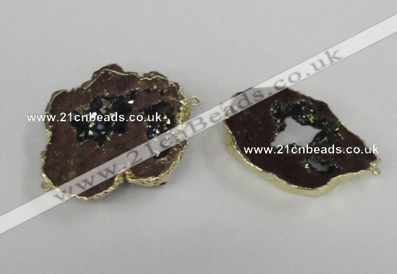 NGC538 25*35mm - 35*45mm plated druzy agate gemstone connectors