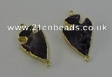 NGC5384 20*35mm - 25*40mm arrowhead amethyst gemstone connectors