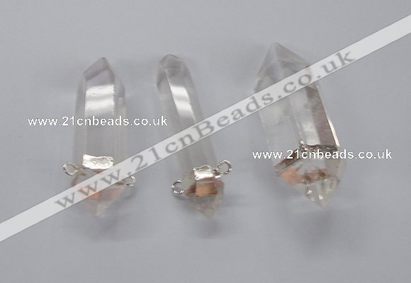 NGC540 10*35mm - 12*45mm faceted nuggets white crystal connectors