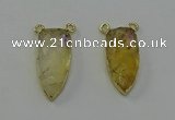 NGC5402 16*35mm - 18*40mm arrowhead citrine gemstone connectors