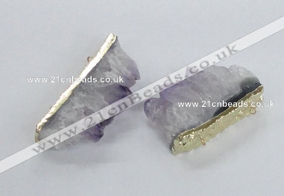 NGC541 30*50mm - 30*65mm freeform druzy amethyst connectors