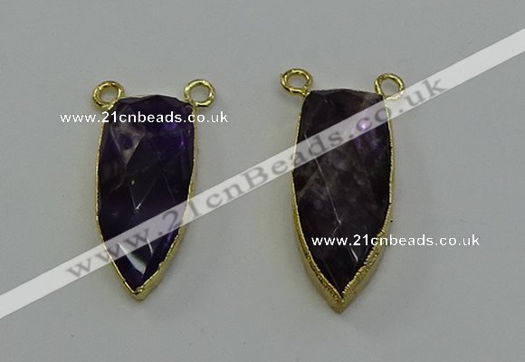 NGC5416 16*35mm - 18*40mm arrowhead amethyst connectors