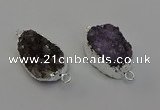 NGC5455 20*25mm - 20*30mm freeform druzy amethyst connectors