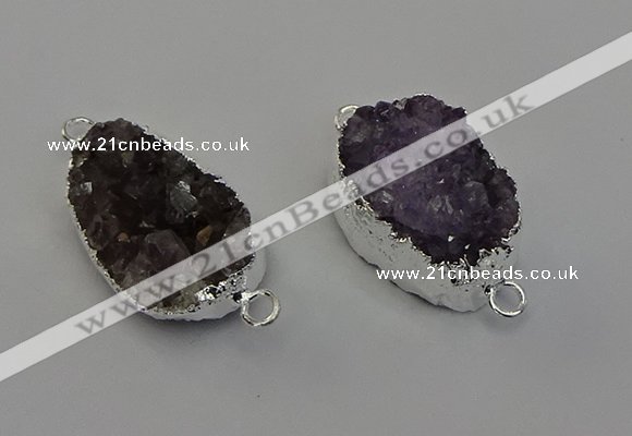 NGC5455 20*25mm - 20*30mm freeform druzy amethyst connectors