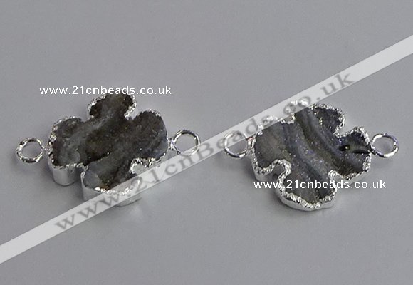 NGC5458 20mm - 22mm flower druzy agate connectors wholesale