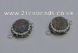 NGC5463 14mm - 15mm flower plated druzy agate connectors wholesale