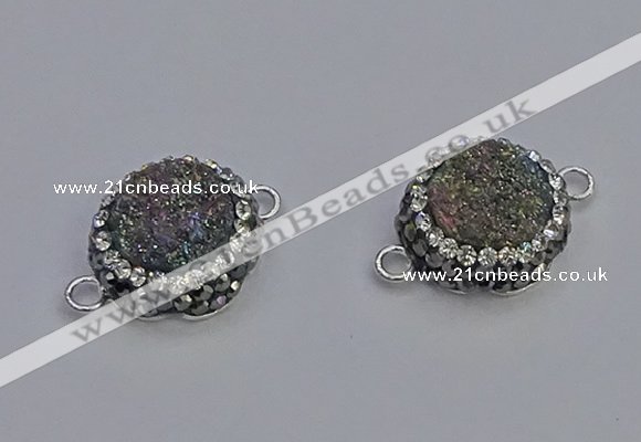 NGC5463 14mm - 15mm flower plated druzy agate connectors wholesale