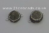 NGC5464 14mm - 15mm flower plated druzy agate connectors wholesale