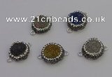 NGC5468 14mm - 15mm flower plated druzy agate connectors wholesale