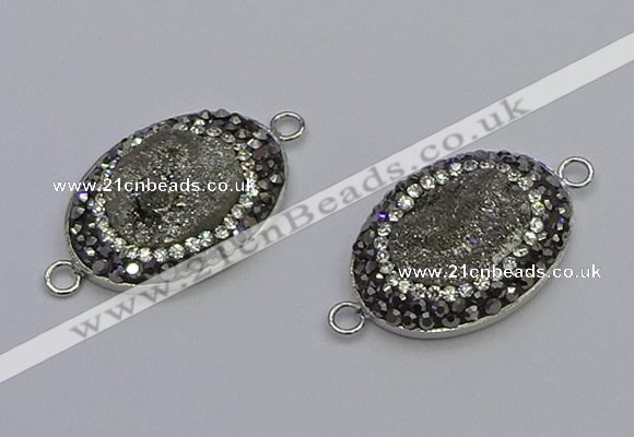 NGC5470 18*25mm oval plated druzy agate gemstone connectors