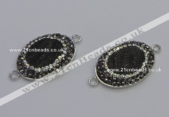 NGC5471 18*25mm oval plated druzy agate gemstone connectors